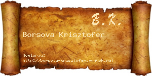 Borsova Krisztofer névjegykártya